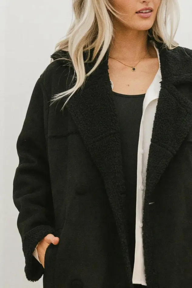 Tessa Sherpa Coat In Black Black Women Bohme Outerwear