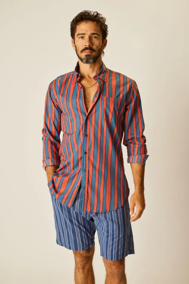 The Family Martin Shop Natalie Martin MAX SHIRT Batik Stripe Blood Orage