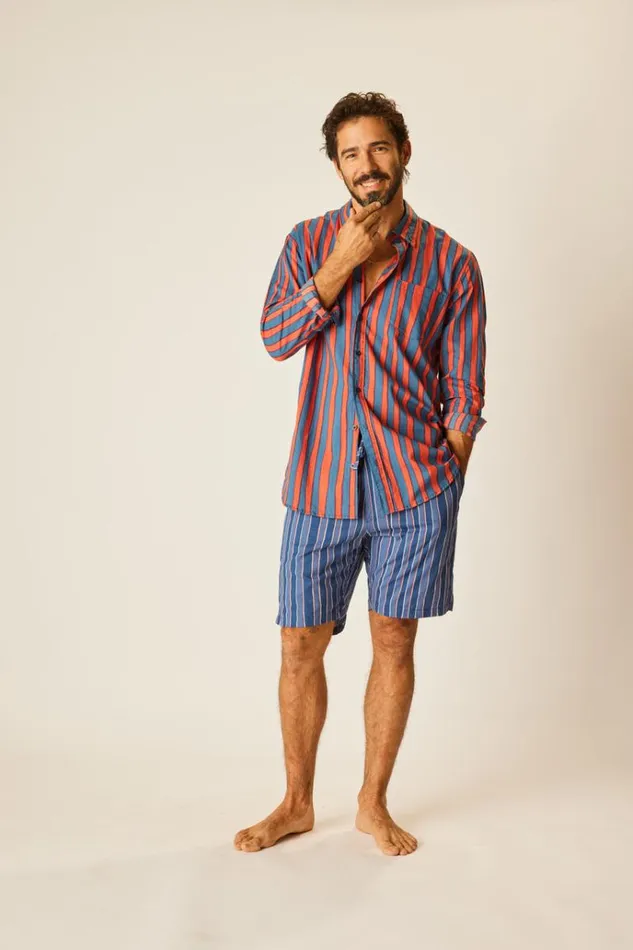 The Family Martin Shop Natalie Martin MAX SHIRT Batik Stripe Blood Orage