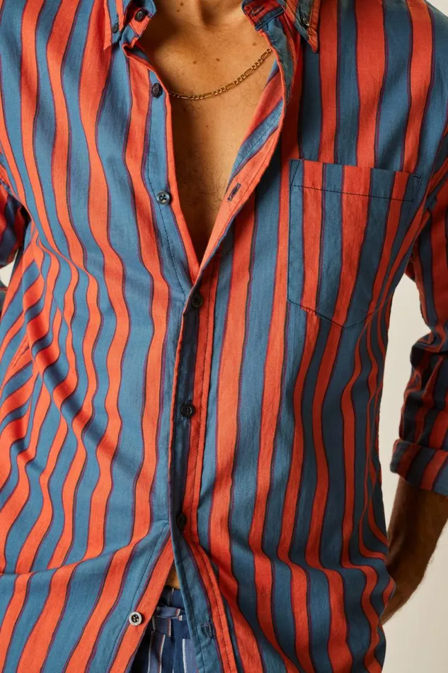 The Family Martin Shop Natalie Martin MAX SHIRT Batik Stripe Blood Orage
