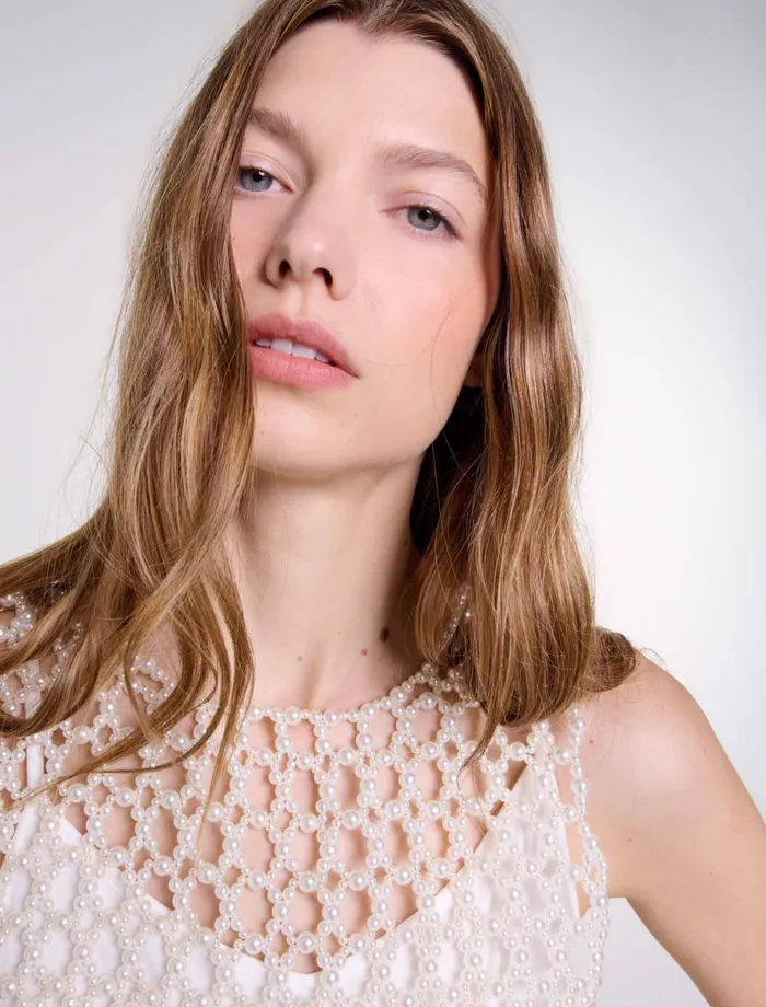 Tops and Shirts Women Maje Beaded Top Ecru