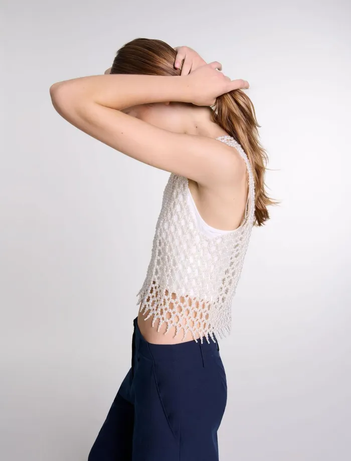 Tops and Shirts Women Maje Beaded Top Ecru