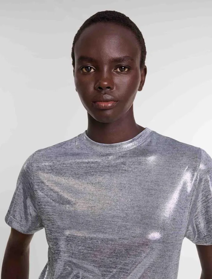 Tops and Shirts Women Maje Lam TShirt Silver