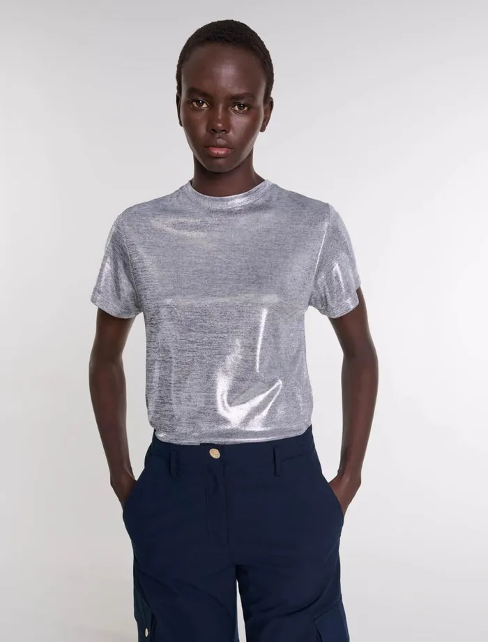 Tops and Shirts Women Maje Lam TShirt Silver