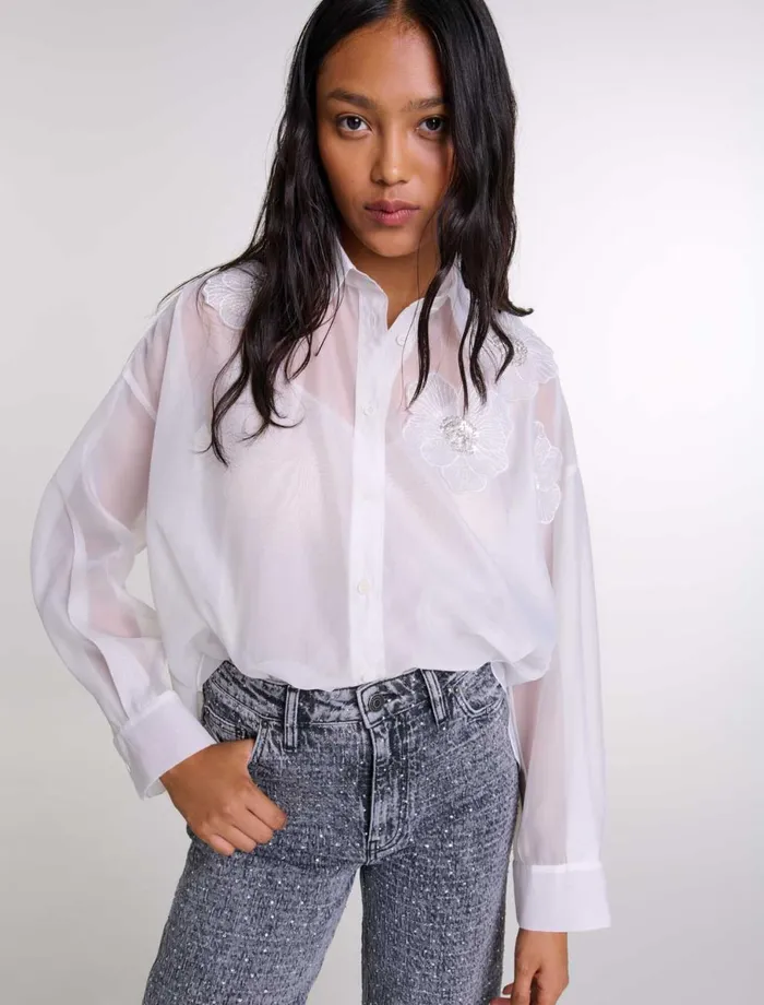 Tops and Shirts Women Maje Organza Shirt White