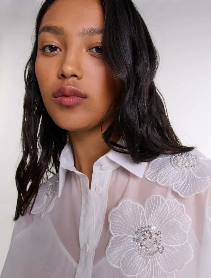 Tops and Shirts Women Maje Organza Shirt White
