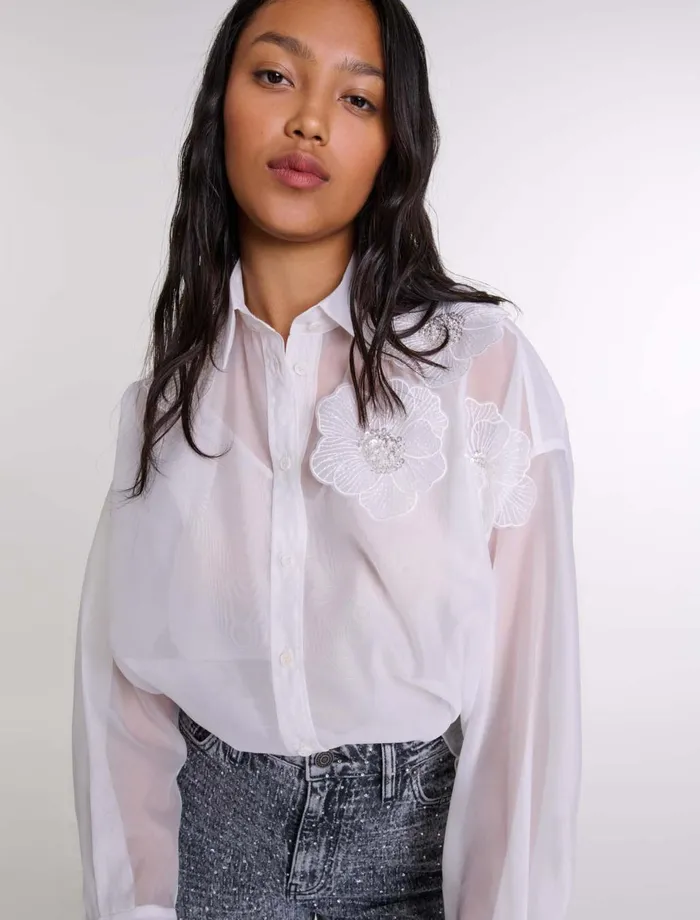Tops and Shirts Women Maje Organza Shirt White