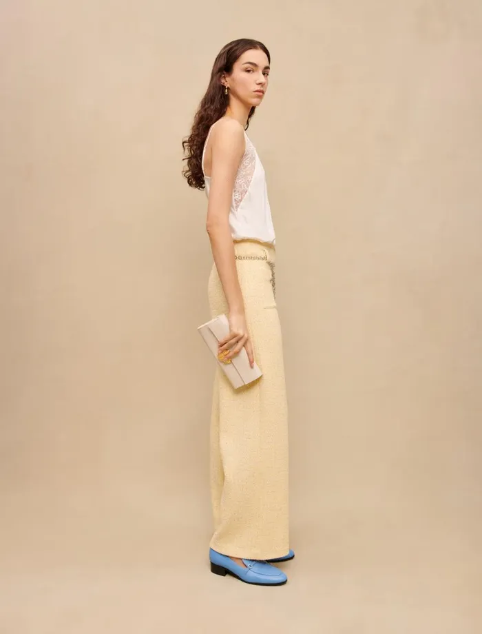 Tops and Shirts Women Maje Silk Satin And Lace Top Ecru Tops and Shirts Women Maje Silk Satin And Lace Top Ecru
