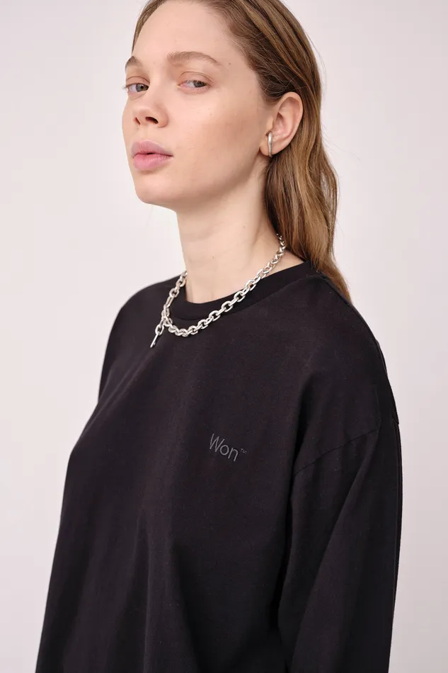 Tops and Tshirts The Staff Tee LS Embroidery W 8211 Black Wonhundred Women