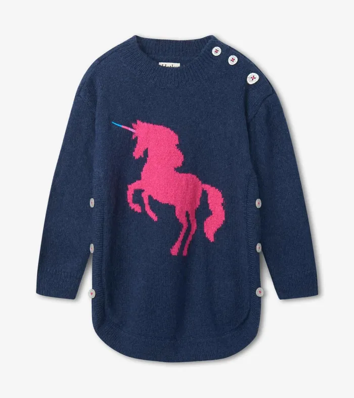 Tops Girls Hatley Fantastical Unicorn Chunky Sweater Tunic