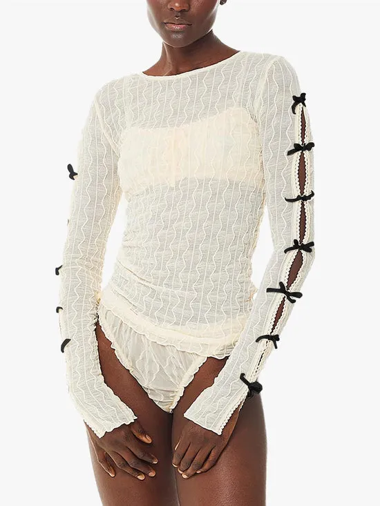 Tops Ross Bow Top Cream With Black Bows Lisa Says Gah Women