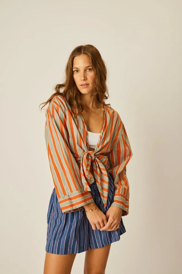 Tops Shop Natalie Martin ADRIANA TOP Batik Stripe Sage