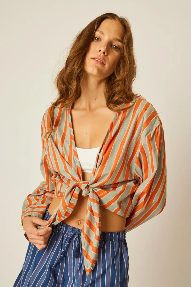 Tops Shop Natalie Martin ADRIANA TOP Batik Stripe Sage