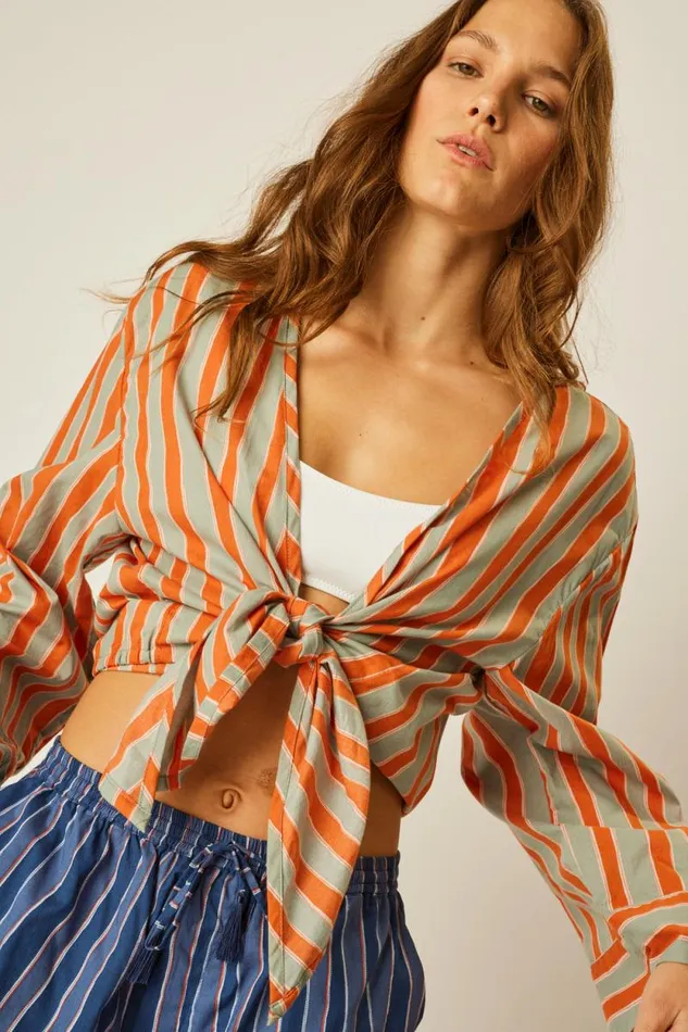 Tops Shop Natalie Martin ADRIANA TOP Batik Stripe Sage