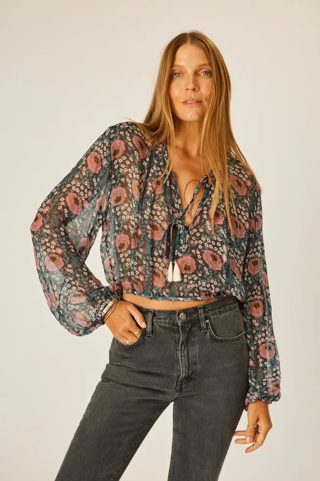 Tops Shop Natalie Martin AMELIA TOP Vintage Flowers Indigo