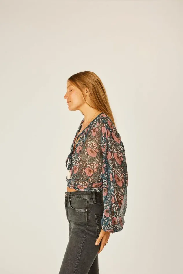 Tops Shop Natalie Martin AMELIA TOP Vintage Flowers Indigo