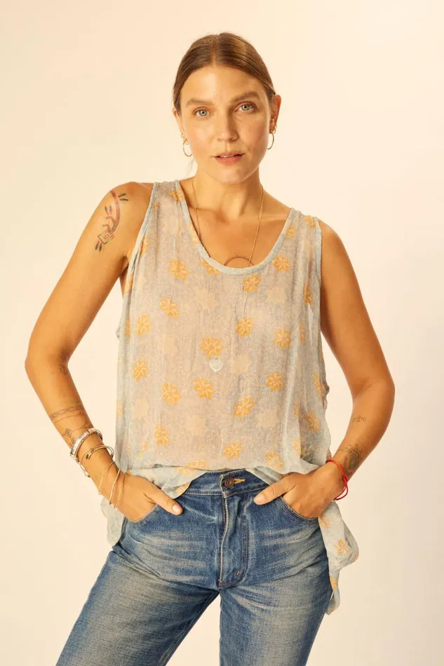 Tops Shop Natalie Martin ARIANA TANK Snowflake Tangerine