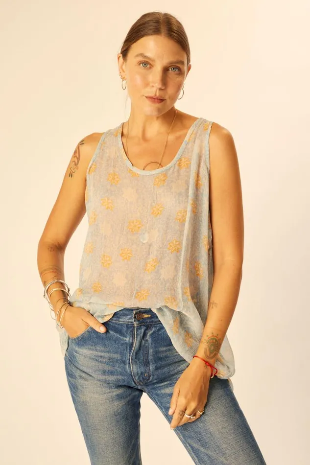 Tops Shop Natalie Martin ARIANA TANK Snowflake Tangerine