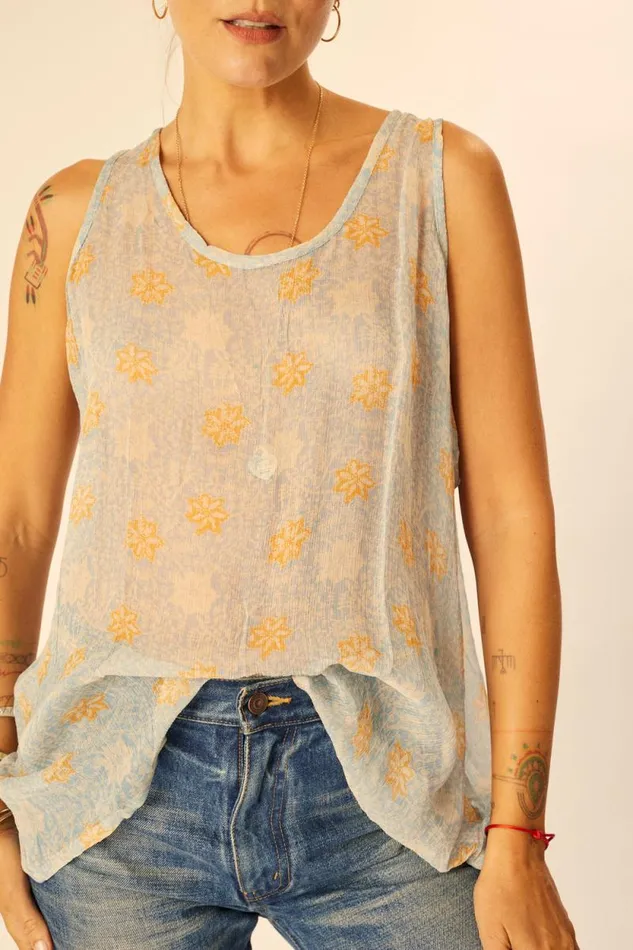 Tops Shop Natalie Martin ARIANA TANK Snowflake Tangerine