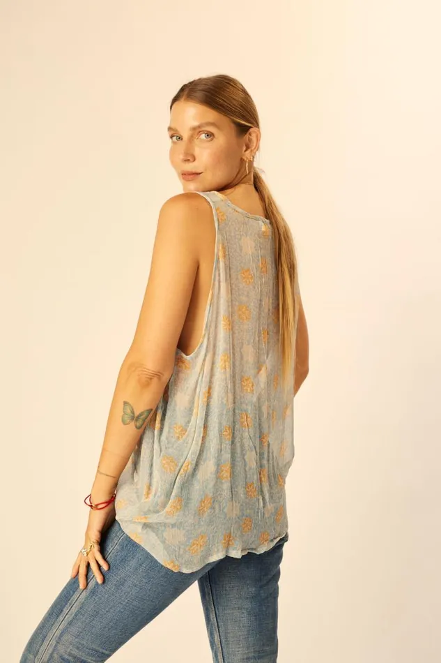 Tops Shop Natalie Martin ARIANA TANK Snowflake Tangerine