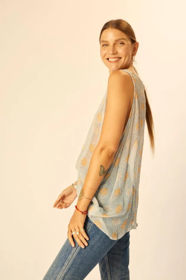 Tops Shop Natalie Martin ARIANA TANK Snowflake Tangerine
