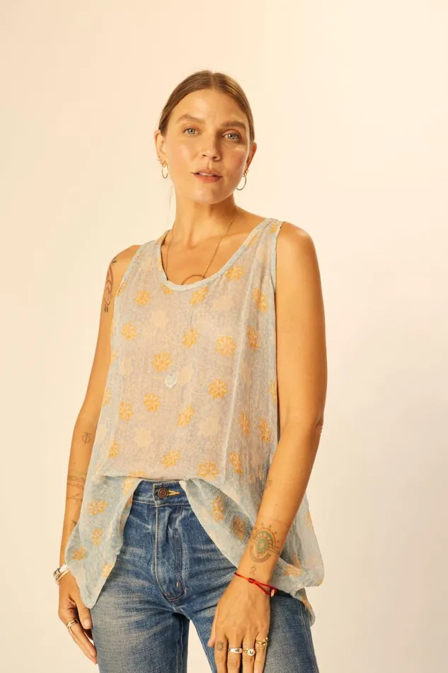 Tops Shop Natalie Martin ARIANA TANK Snowflake Tangerine