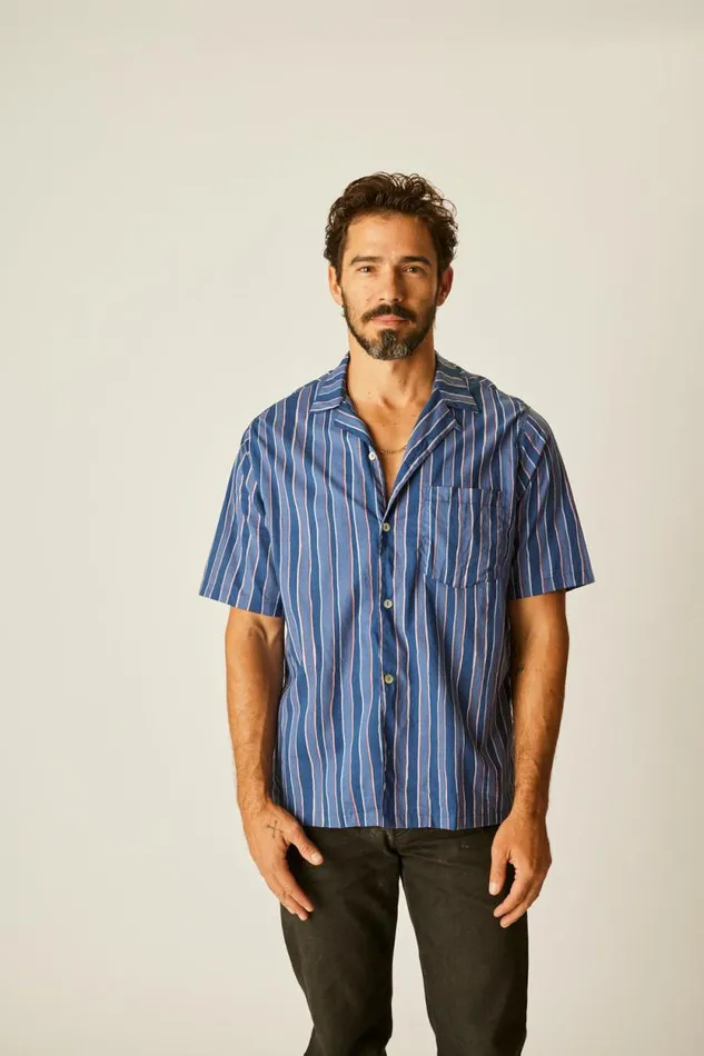 Tops Shop Natalie Martin KEVIN SHIRT Batik Stripe Navy