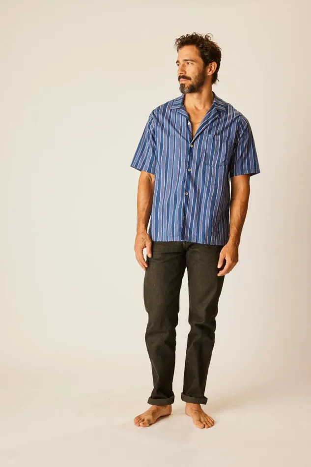 Tops Shop Natalie Martin KEVIN SHIRT Batik Stripe Navy