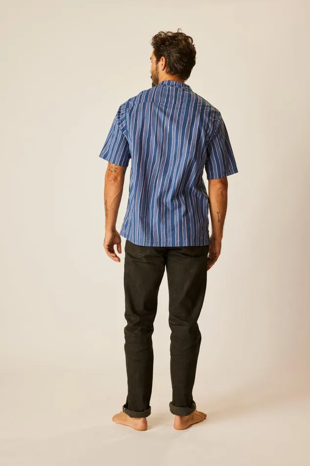 Tops Shop Natalie Martin KEVIN SHIRT Batik Stripe Navy
