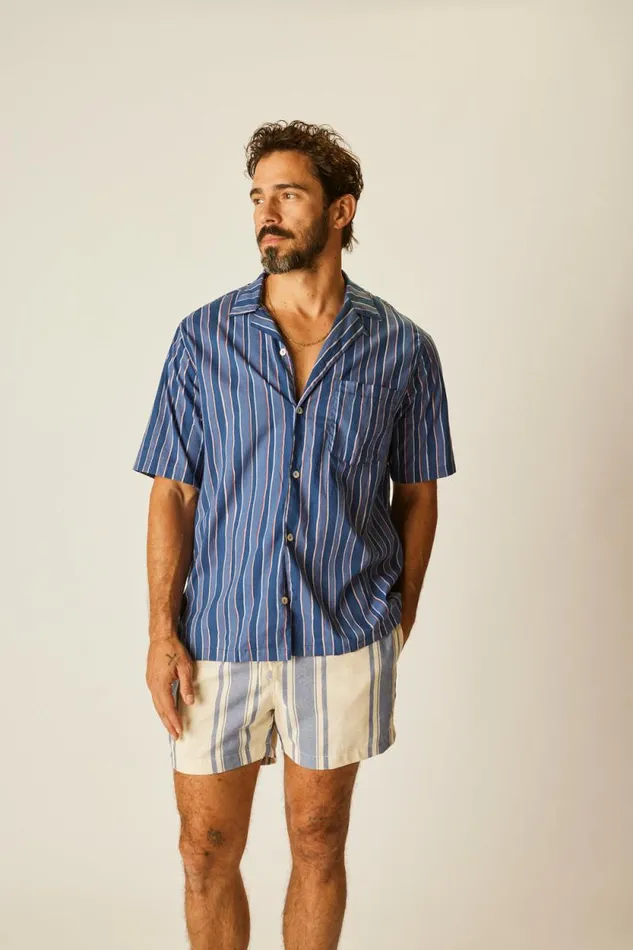 Tops Shop Natalie Martin KEVIN SHIRT Batik Stripe Navy