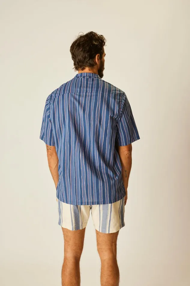Tops Shop Natalie Martin KEVIN SHIRT Batik Stripe Navy