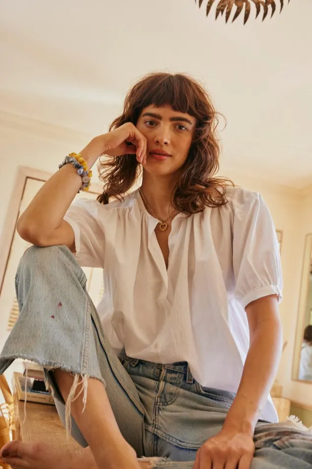 Tops Shop Natalie Martin VIOLET TOP White Flat Cotton