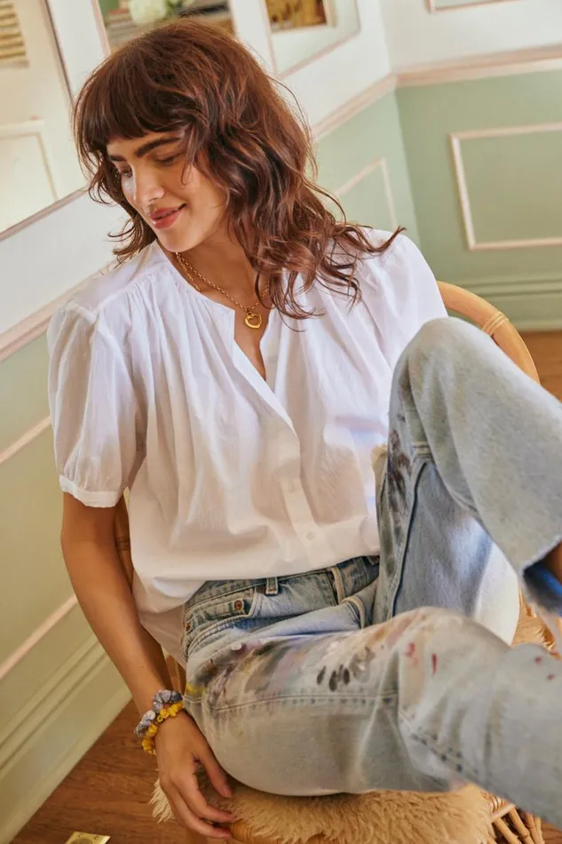 Tops Shop Natalie Martin VIOLET TOP White Flat Cotton
