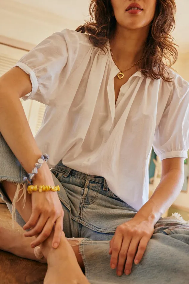 Tops Shop Natalie Martin VIOLET TOP White Flat Cotton