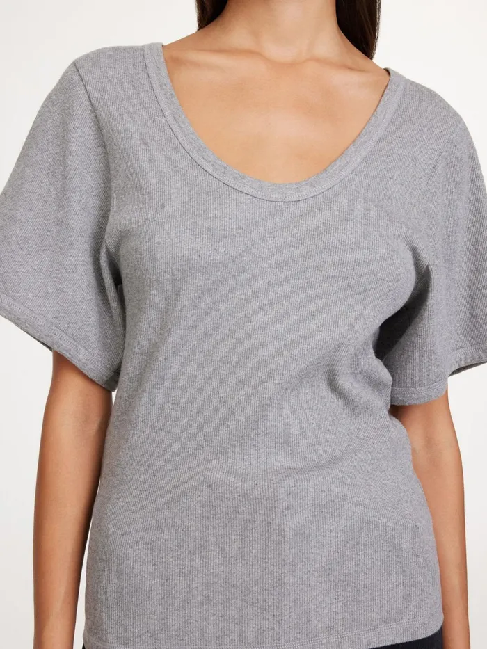Tops Women By Malene Birger Lunai Tshirt Grey Melange Tops Women By Malene Birger Lunai Tshirt Grey Melange