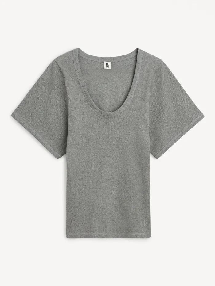 Tops Women By Malene Birger Lunai Tshirt Grey Melange Tops Women By Malene Birger Lunai Tshirt Grey Melange