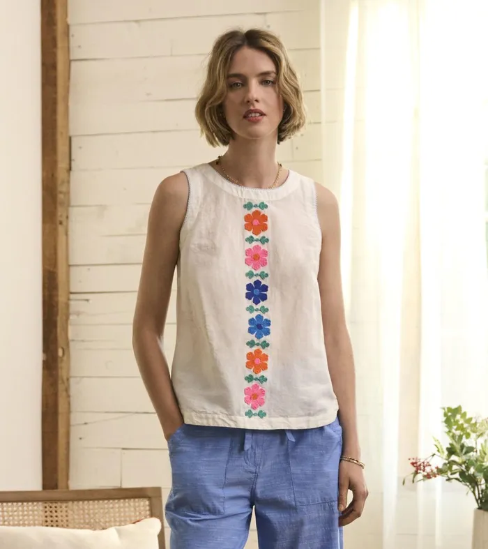 Tops Women Hatley Tessa Tank Top 8211 Embroidered Flowers
