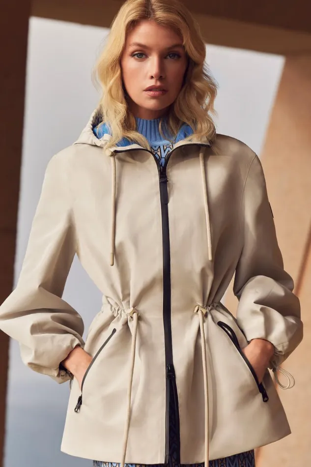 Trenches and Raincoats Women Mackage KALEA Technical Rain Jacket With Drawcord Waist Blacktrench