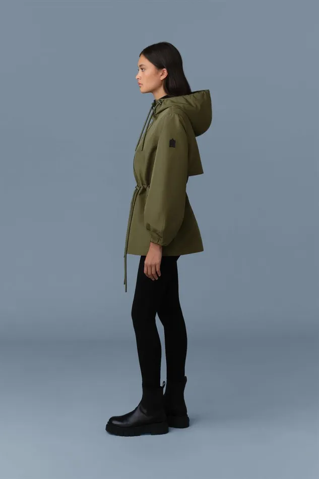 Trenches and Raincoats Women Mackage KALEA Technical Rain Jacket With Drawcord Waist Blacktrench
