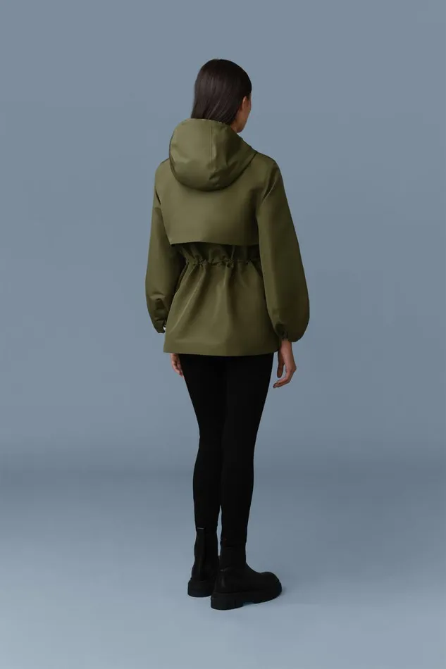 Trenches and Raincoats Women Mackage KALEA Technical Rain Jacket With Drawcord Waist Blacktrench