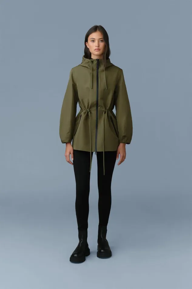 Trenches and Raincoats Women Mackage KALEA Technical Rain Jacket With Drawcord Waist Blacktrench