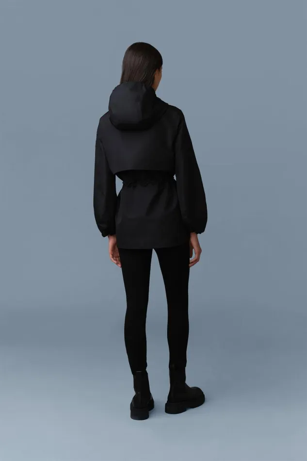 Trenches and Raincoats Women Mackage KALEA Technical Rain Jacket With Drawcord Waist Blacktrench