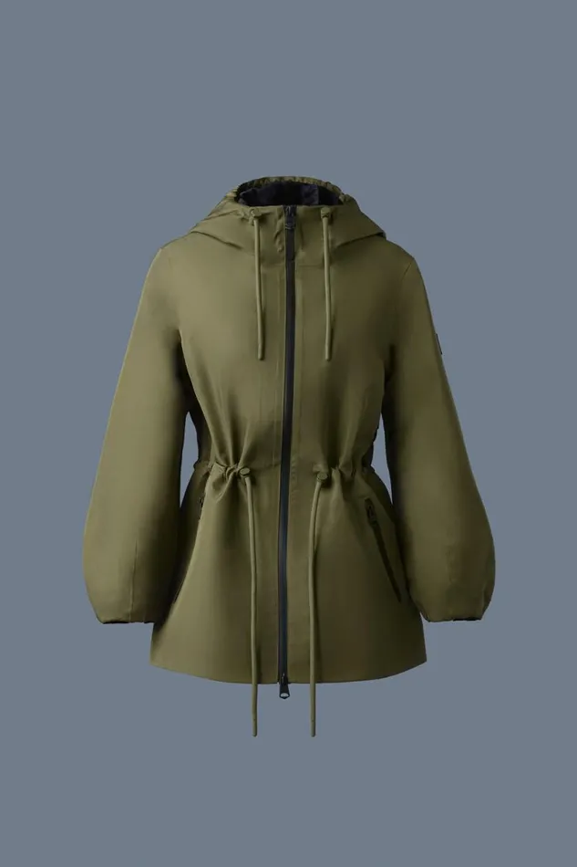 Trenches and Raincoats Women Mackage KALEA Technical Rain Jacket With Drawcord Waist Blacktrench
