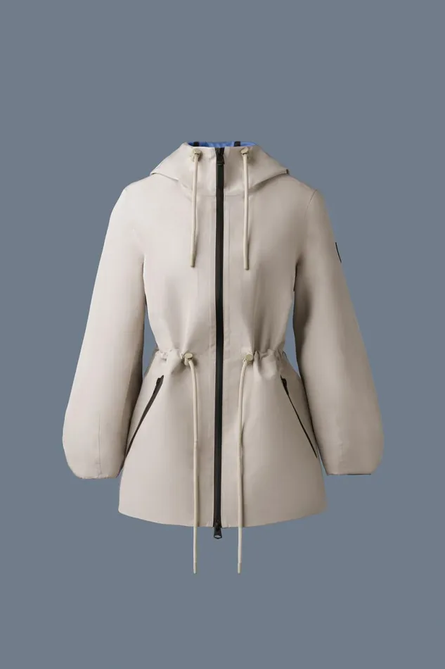 Trenches and Raincoats Women Mackage KALEA Technical Rain Jacket With Drawcord Waist Blacktrench