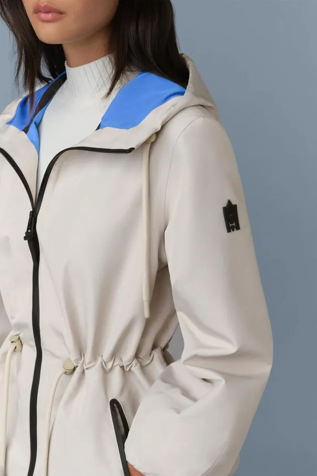 Trenches and Raincoats Women Mackage KALEA Technical Rain Jacket With Drawcord Waist Blacktrench