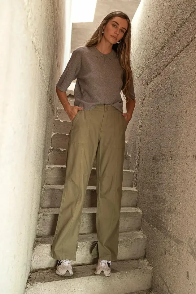Trinity Straight Leg Pants In Olive Olive Women Bohme Pants
