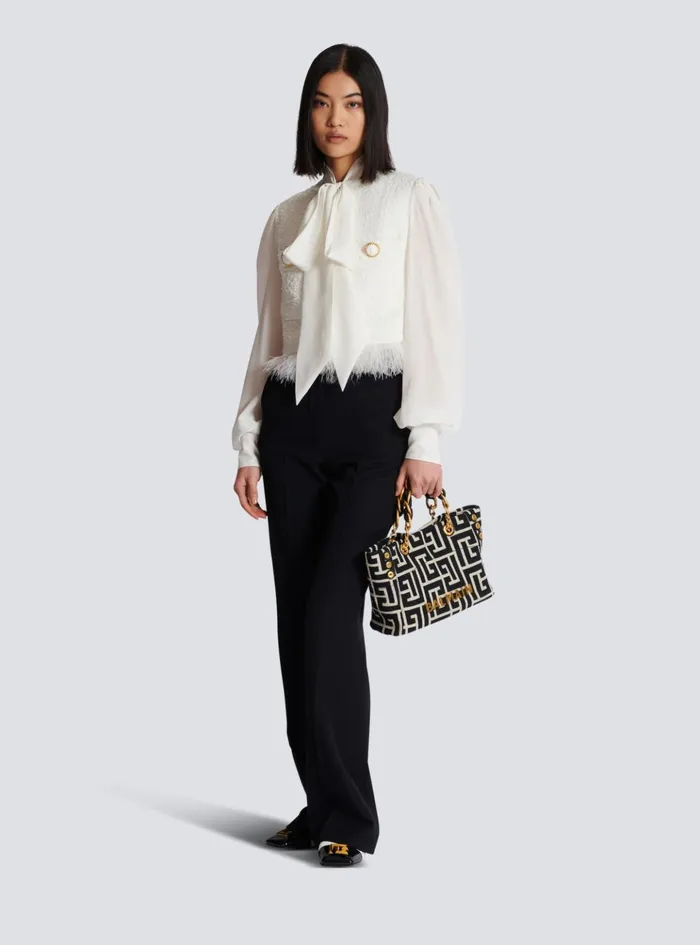 Tweed And Crepe Jacket White Women Balmain Jackets And Blazers