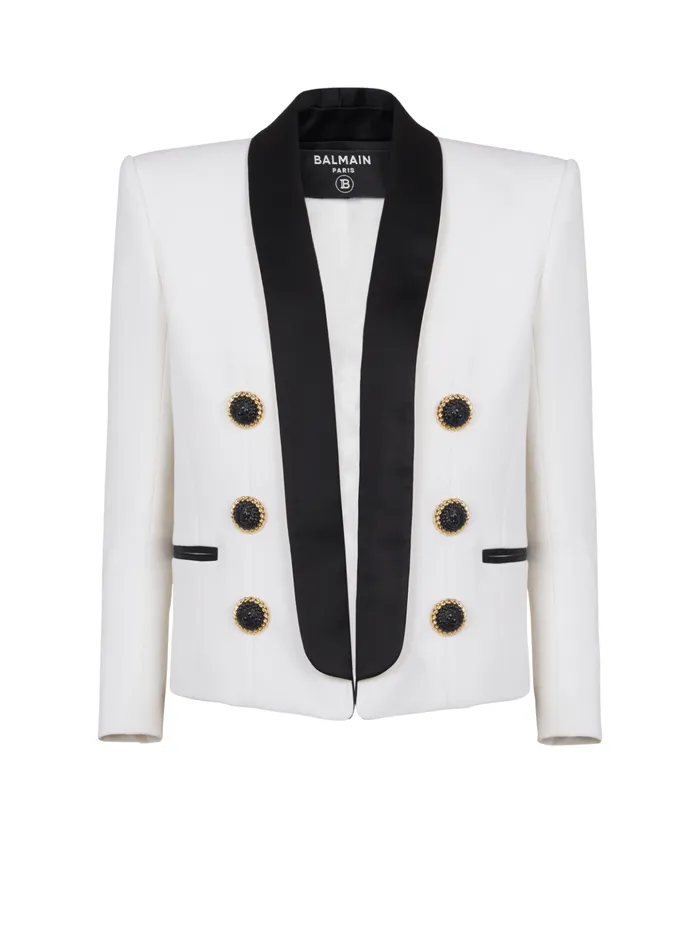 Twotone Edgetoedge Jacket With 6 Buttons White Women Balmain Jackets And Blazers