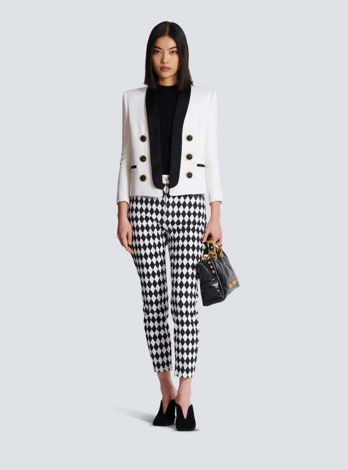 Twotone Edgetoedge Jacket With 6 Buttons White Women Balmain Jackets And Blazers