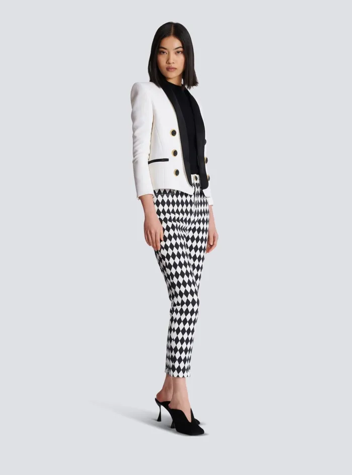 Twotone Edgetoedge Jacket With 6 Buttons White Women Balmain Jackets And Blazers